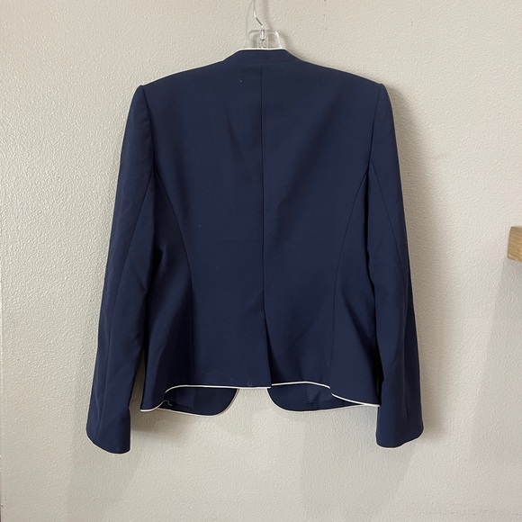 J.Crew Tipped Collarless Blazer Size 6 Wool Blend Navy - Picture 10 of 10